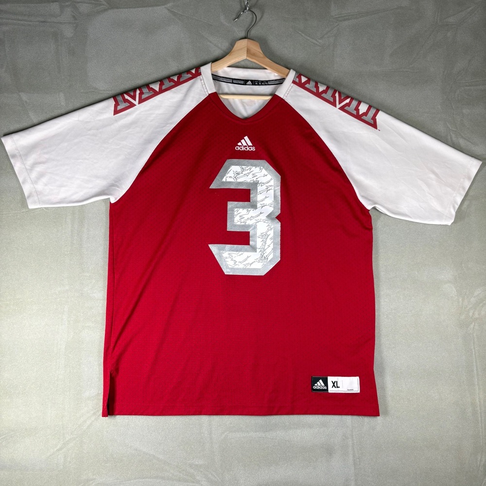 Adidas Miami University RedHawks Jersey Mens XL Red White Number 3